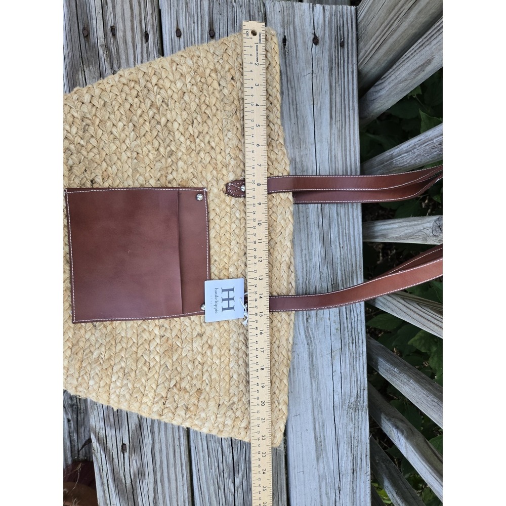 NWT Haute Hippie Woven Straw Tote And Pouch Shoulder Bag Boho Chic - Picture 12 of 15